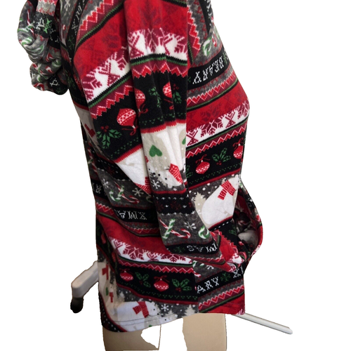 No Bo "Beary Xmas" Velour Stretch Ugly Christmas Hoodie Sweatshirt Size XS - Picture 6 of 9