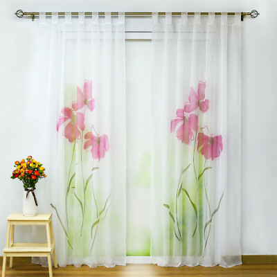 Gardinen mit Schlaufen Vorhang Dekoschals Ausbrenner Stores Transparent Voile
