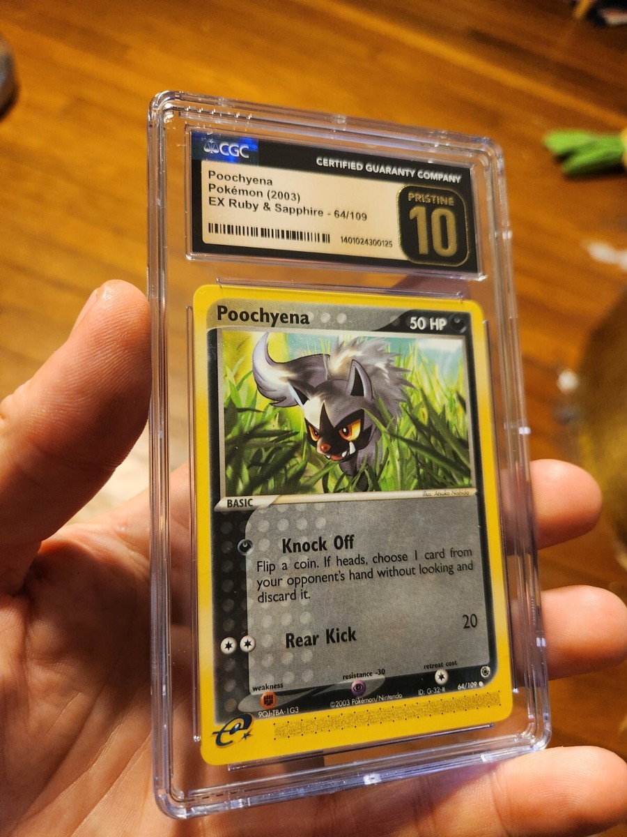 pokemon card poochyena (POP 6) CGC 10 PRISTINE Poochyena EX Ruby & Sapphire 64/109 Pokemon Card