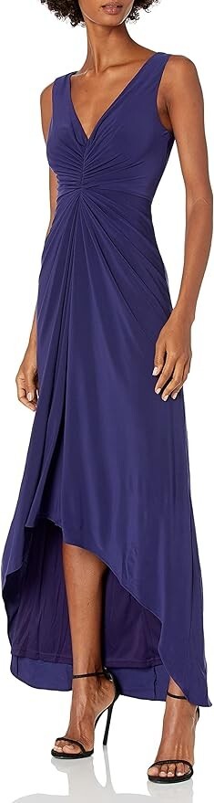 admiral blue dress Adrianna Papell Women's Jersey Draped Size 8 the Mirielle dress features
