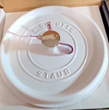 STAUB Cast Iron 4-Qt Round Cocotte Dutch Oven, White, Made in France 1102402