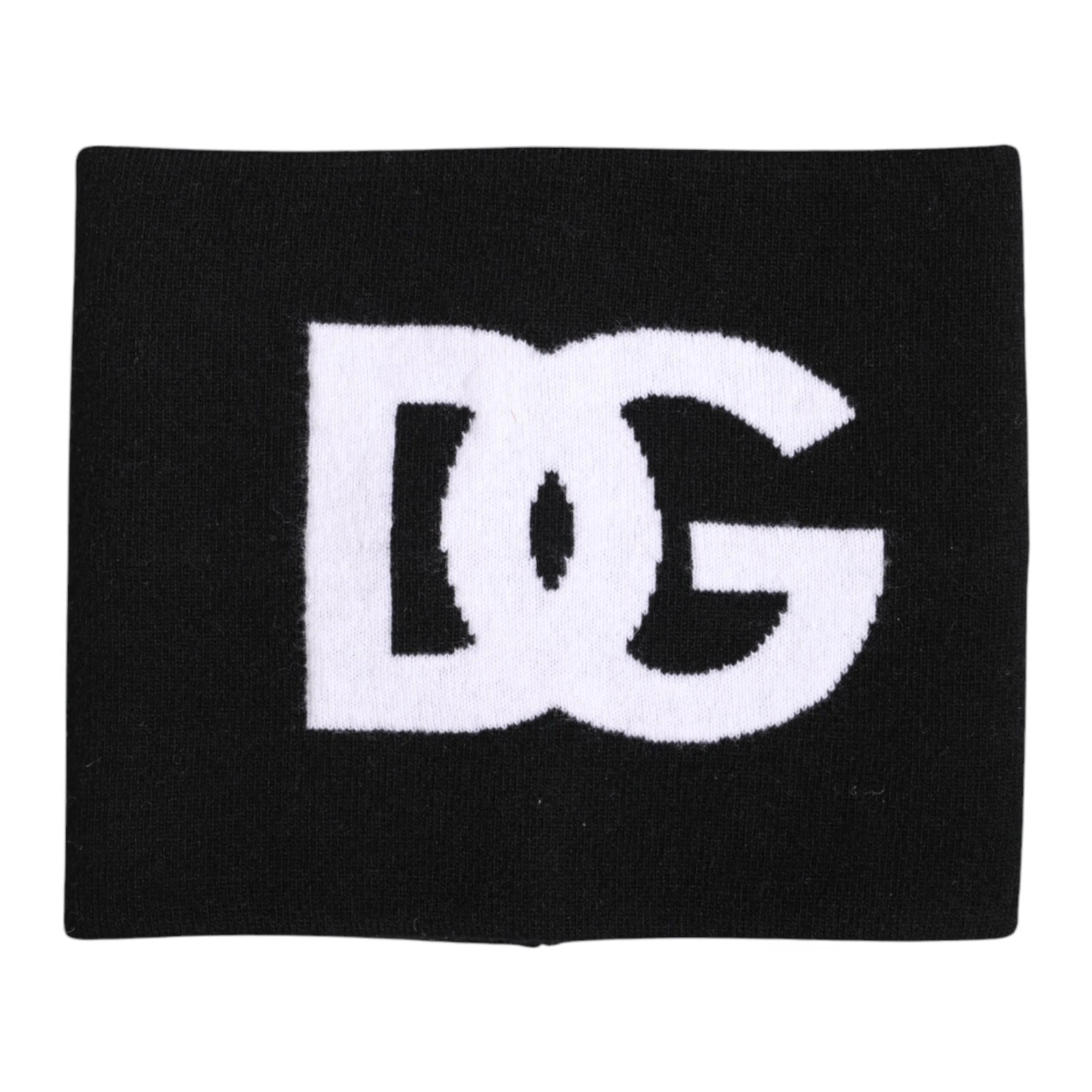 DOLCE & GABBANA Scarf Black White Logo Print Knitted Neck Warmer One Size 600usd