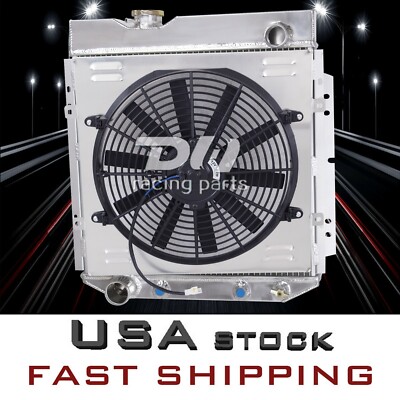 3 Row Aluminum Radiator+Shroud+Fan For 60-66 Mustang/Ford Falcon Mercury Comet