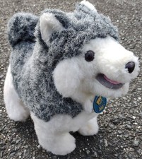 Excellent/Vintage Dakin Gray/White Husky Dog 12x11 Plush Toy - Made in Mexico