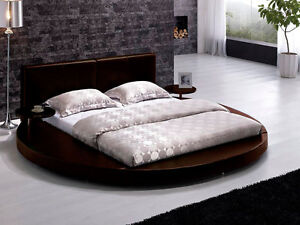Brown Round Bed W Nightstands Platform, Round Bed Frame And Mattress