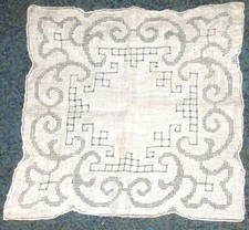 Vintage Madeira Wedding Hand Embroidered Pulled Thread Handkerchief lot 4