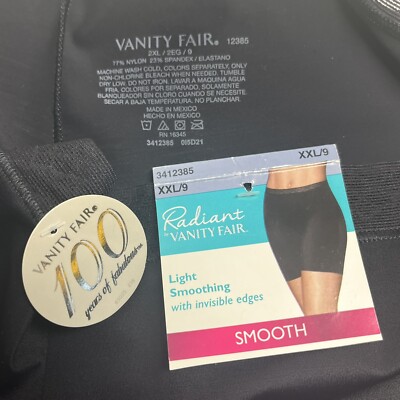 NWT Vanity Fair Plus Size Black Long Leg Shaper w/Lace Trim Size