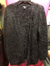 Apt. 9 Womens Black Fuzzy Cardigan Size Large