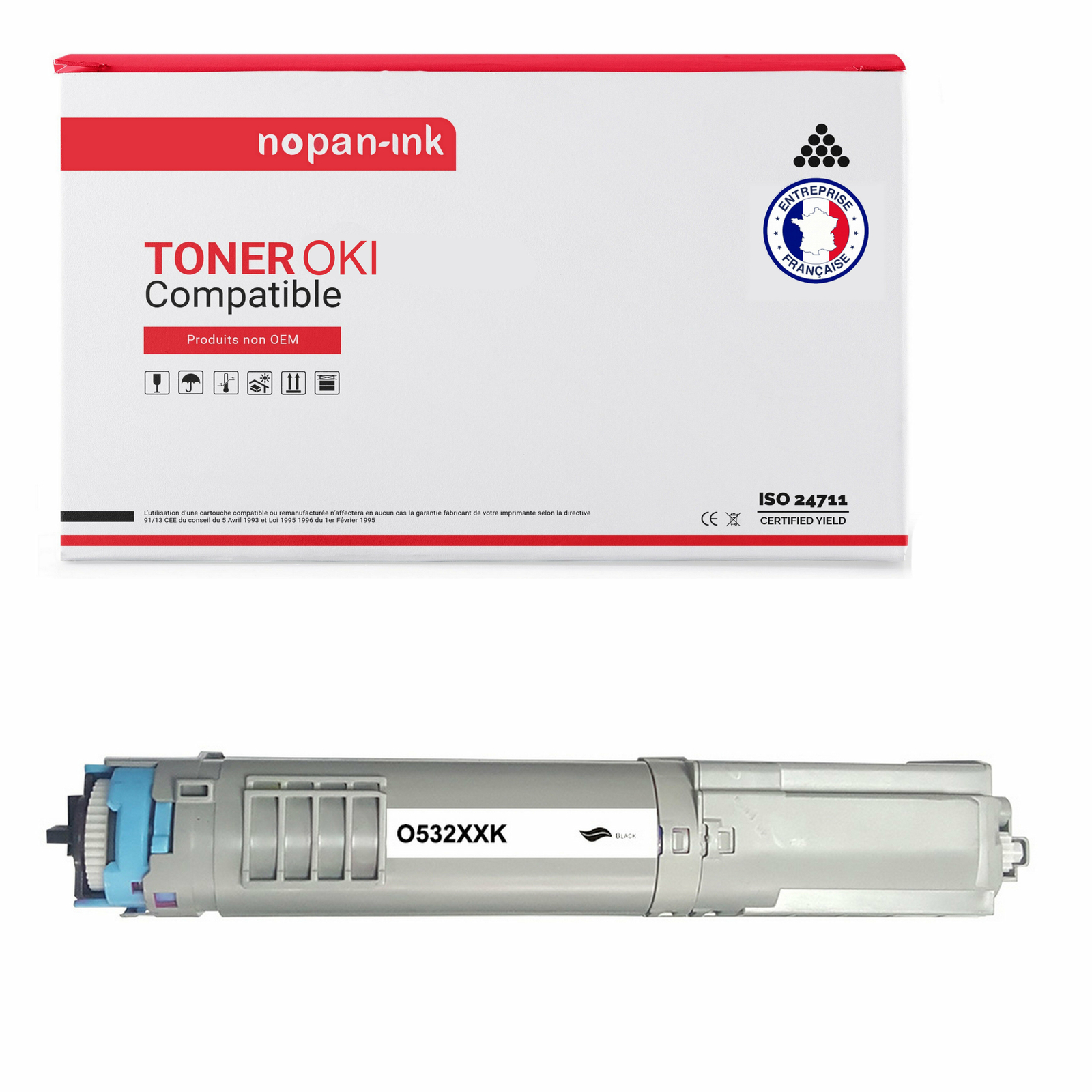 Toner noir compatible OKI 46490608 NOPAN-INK pour imprimante laser de bureau