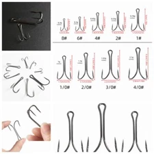 50pcs Stainless Steel Double Strong Fishing Hook Saltwater Frog Toad Hooks 8-4/0