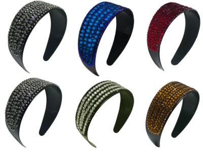 Set of 6 2'' Wide Band HairBand Lite Wt Plastic Bling Headbands for Women24611-6