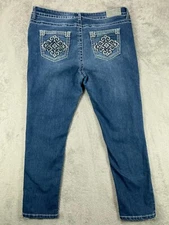 Vigoss VGS Jeans Womens 14 Skinny Jeans Embroidered Pockets Distressed Mid 38x28