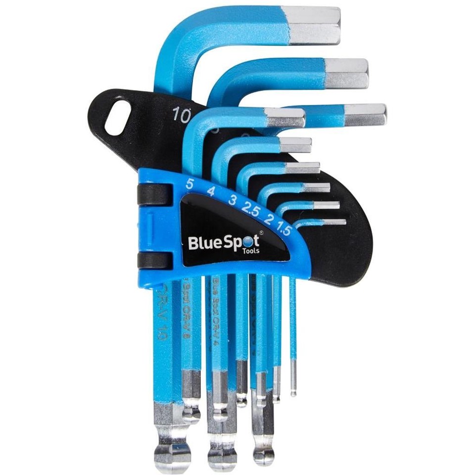 Bluespot 9pc Short Arm Metric Ball Point Hex Allen Key Set Alan 1.5 ...