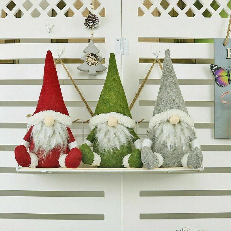 3pcs Christmas Faceless Gnome Santa Plush Dolls Xmas Ornament Toy Table ...