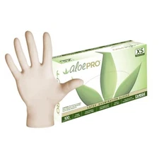 DASH AloePro Latex Exam Grade Disposable Gloves, Natural, 5.1 mil, Box of 100