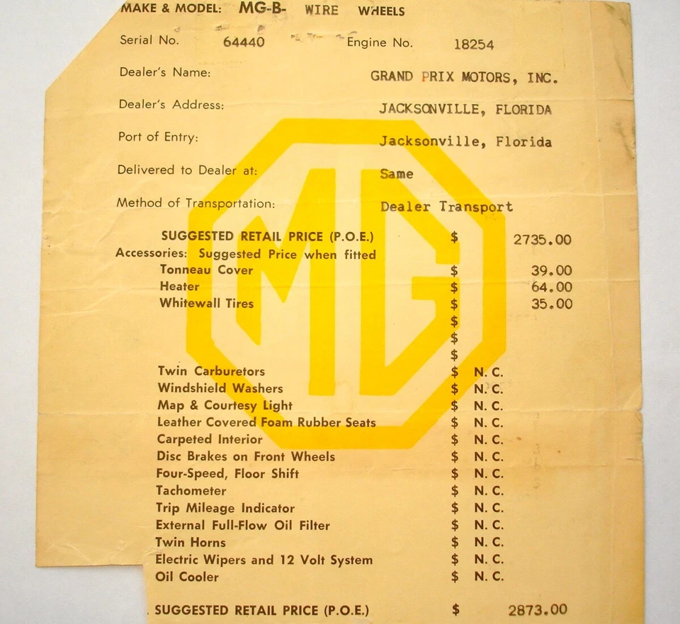 One Owner 1965 MGB Roadster com capota rígida de fábrica #64440. Pôsteres 3x. 60 anos - Imagem 3 de 3
