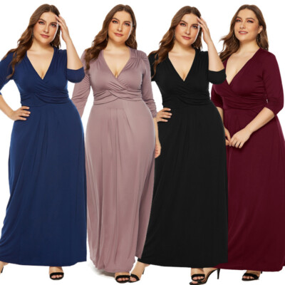 ebay plus size party dresses Polyester Party/Cocktail Long Plus Size Dresses for Women for sale