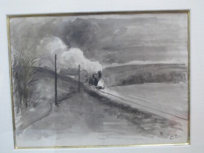 CAMILLE PISSARRO Signed Original Framed Ink Wash & Sketch PAYSAGE