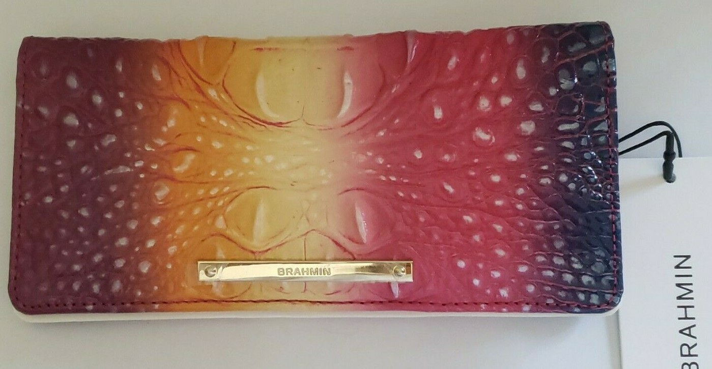 BRAHMIN Confection Ady Bi-Fold Wallet Rainbow Multi Colored Leather NWT SOLD OUT