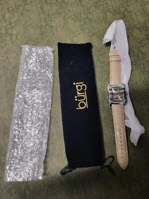 BURGI WATCH BTV011EGRAY LEATHER STRAP LADY'S WATCH NEW
