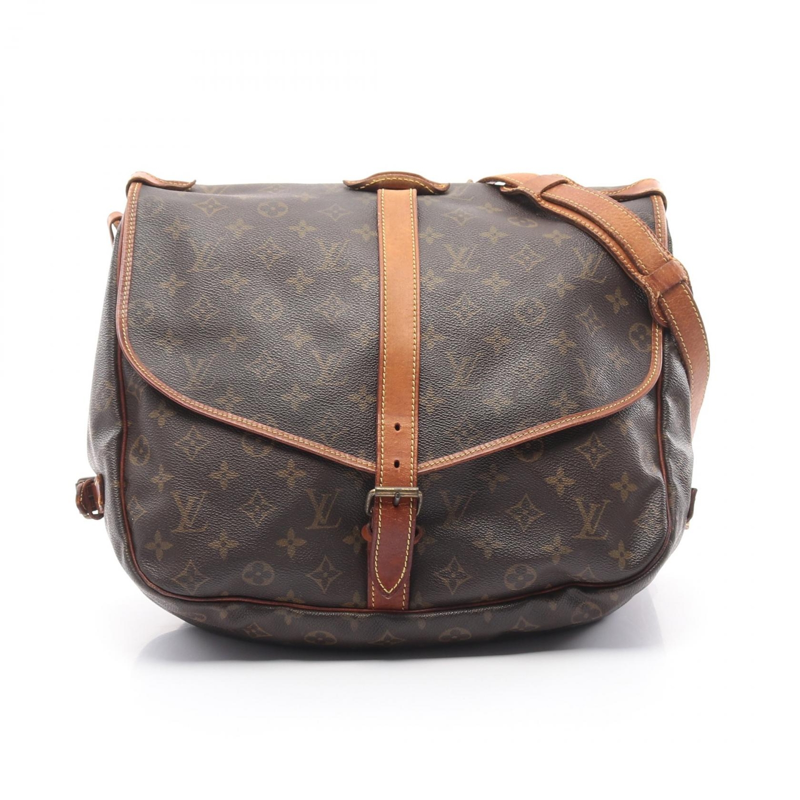 LOUIS VUITTON Saumur 35 Monogram Leather Crossbody Bag Brown M42254