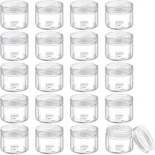 20 Pack Clear Round Plastic Jars with Lids for Cosmetic Creams Powders