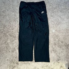 Vintage 80s Nike Mens Track Pants Windbreaker Embroidered Logo Ankle Zip Black L
