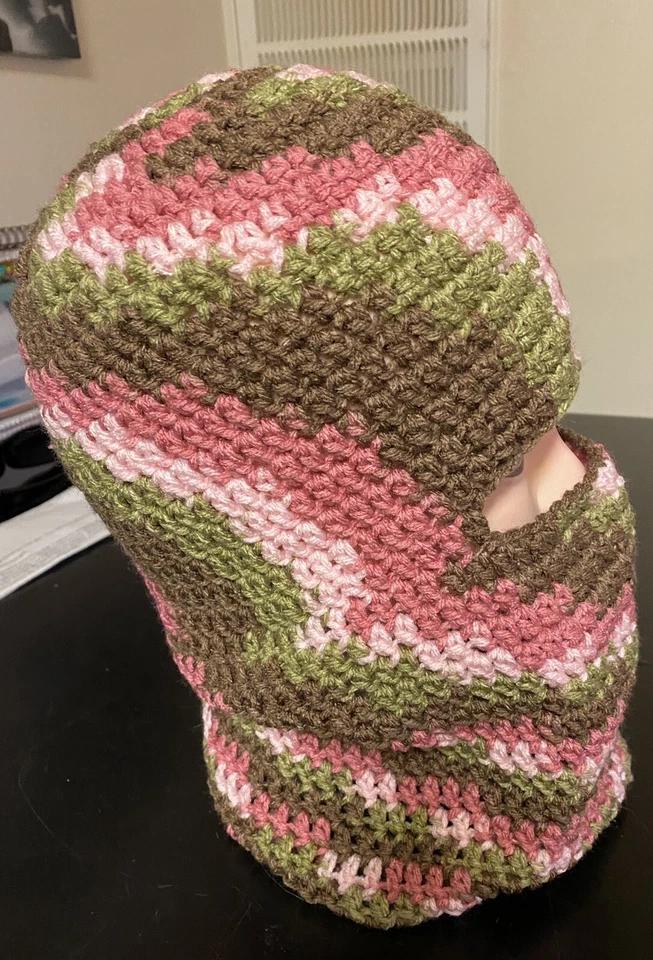 ¡Máscara de esquí/balaclava de ganchillo para mujer! ¡Mantén la cara caliente! Camuflaje rosa Foto 2 de 4