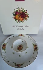 Royal Albert Old Country Roses Holiday Chip and Dip 2 Piece Set New In  box