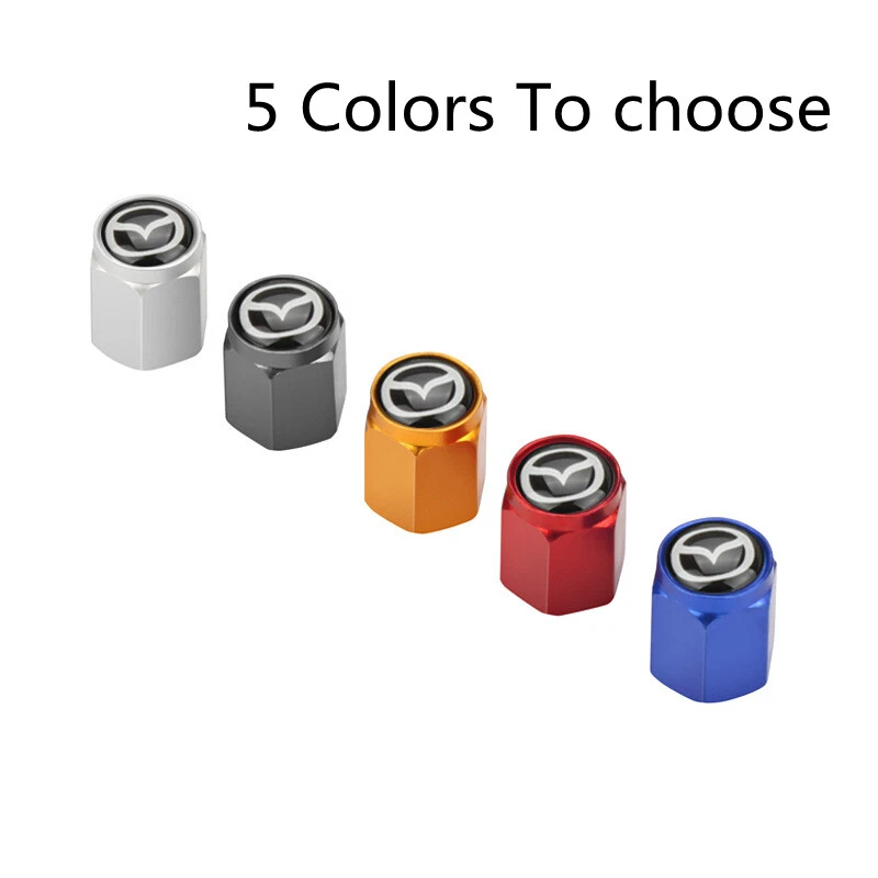 4x Tapa de vástago de válvula de aire de neumático de rueda Mazda plateada para Mazda 3 6 Mazdaspeed CX-5 MX-5 Foto 2 de 2