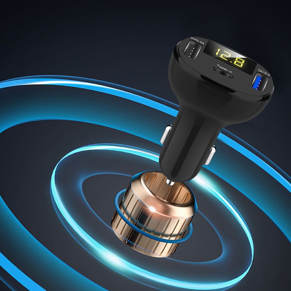 Car Accessories 3 Port USB TypeC Fast Charging Safe Phone Charger