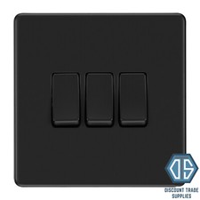 BG Screwless Flatplate Matt Black Switches & Sockets Full Range Black Inserts