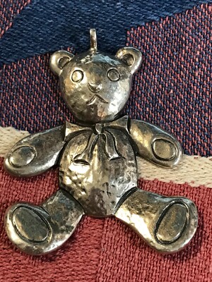 2 Zoll Sterlingsilber Hand & Hammer H&H Teddybär Anhänger FJG Fine Jewelers Guild