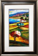 Slava Brodinsky  "April Morning" Framed Signed & # Serigraph Art Mediterranean