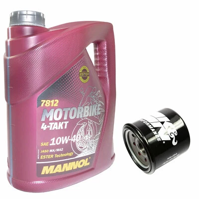 4 Aceite de Motor Litros Kit 10W40 Filtro KN204 para Honda Kawasaki Suzuki - Imagen 1 de 4
