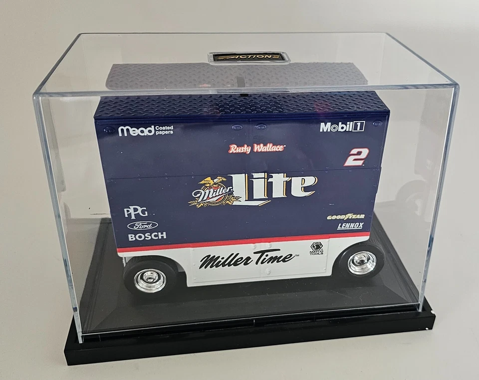1998 ACTION 1/16 RUSTY WALLACE #2 MILLER LITE PIT WAGON BANK WITH CLEAR COVER - Image 2 of 4
