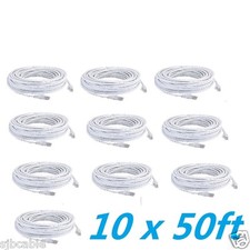 Lot of 10pcs White 50FT RJ45 CAT5 ETHERNET LAN NETWORK PATCH CABLE For PC Xbox P