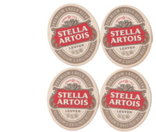 4 OLD STELLA AROIS BEER COASTERS RARE VINTAGE CIRCLE HEBREW ISRAEL ISRAELI