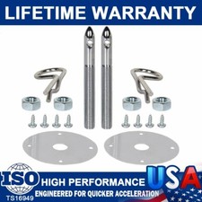 1016 Stainless Steel Chrome Mount Hood Pin Pins Plate Lock Clip Kit Universal Us