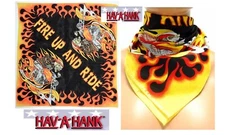 Hav-A-Hank FIRE UP&RIDE Skeleton SKULL Fire Chopper Biker BANDANA Head Face Neck