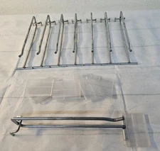 Lot of 8 Chrome Straight Entry Peg Board Gondola Slat Wall 7" Hooks w Price Arm