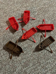 Lego Row Boats Vintage Red & Brown Lot of 6