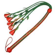 Handmade Genuine BDSM Leather Braided Whip 18 Inch Handle Artisan Leather Craft