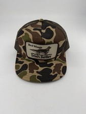 Vintage Red Wing Irish Setter Camo Mesh Trucker Hat Snapback Made In USA