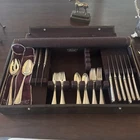 Sterling Silver Flatware 4 Piece Set 9 Places Plus Serving Spoon and Spork. Case