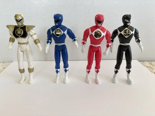 Vintage Bandai Power Ranger Figures Gold Blue Red and Black 4” 1993 Lot of 4