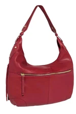 American Leather Co. Summit Large Zip-Top Leather Hobo Red