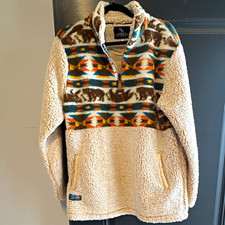 Simply Southern Sherpa 1/4 Zip Aztec Geometric Pullover Pockets Mock Neck L