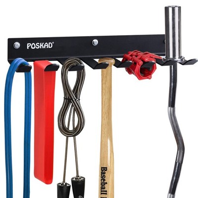 Poskad Gym Storage Rack,8 Hook Heavy-Duty Steel Organizer Wall Mount...