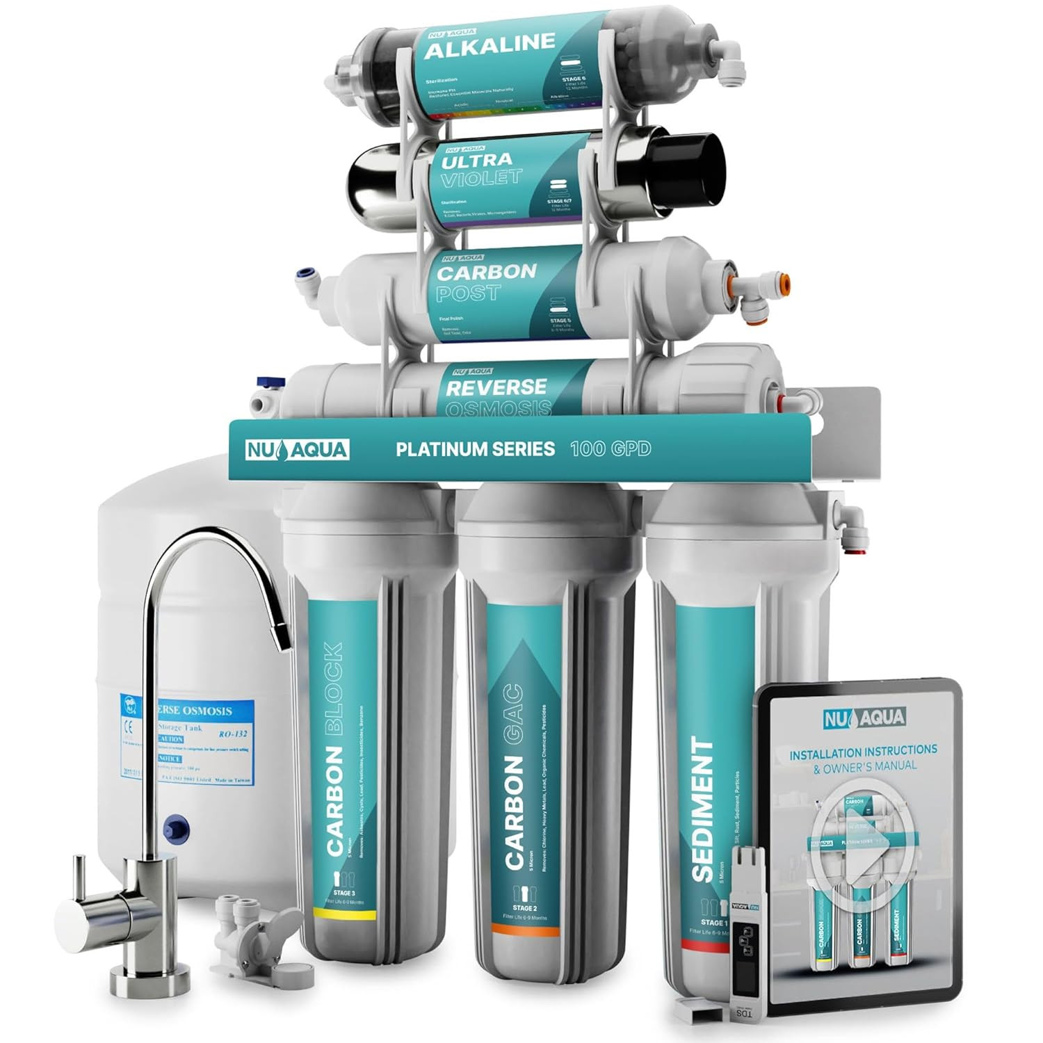 NU Aqua 7-Stage (12 Step Filtration) UV & Alkaline under Sin